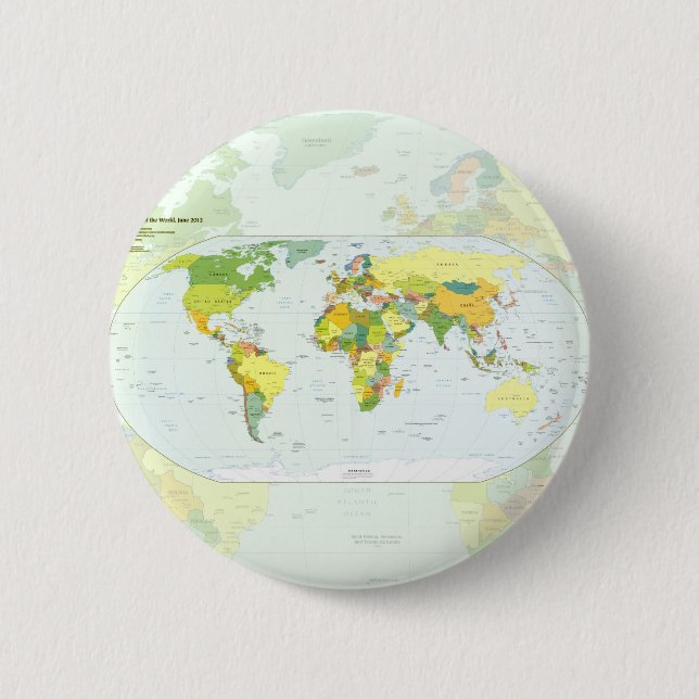 World Map Globe Country Atlas Button (Front)