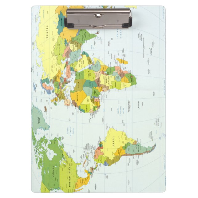 World Map Globe Country Atlas Clipboard (Front)