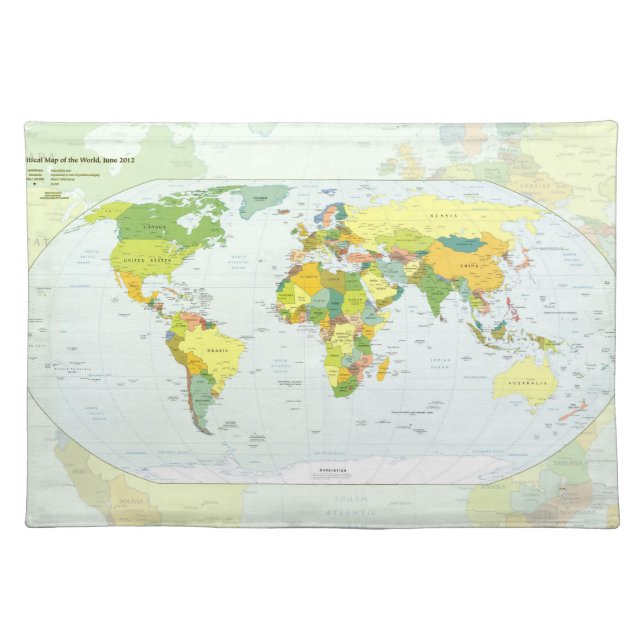 World Map Globe Country Atlas Cloth Placemat (Front)