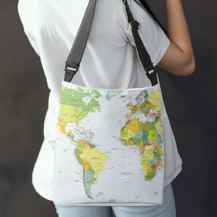 World Map Globe Country Atlas Crossbody Bag