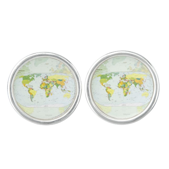 World Map Globe Country Atlas Cufflinks (Front)