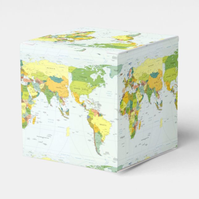 World Map Globe Country Atlas Favor Boxes (Front Side)