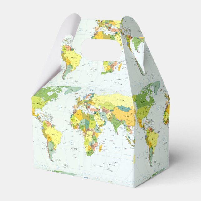 World Map Globe Country Atlas Favor Boxes (Front Side)