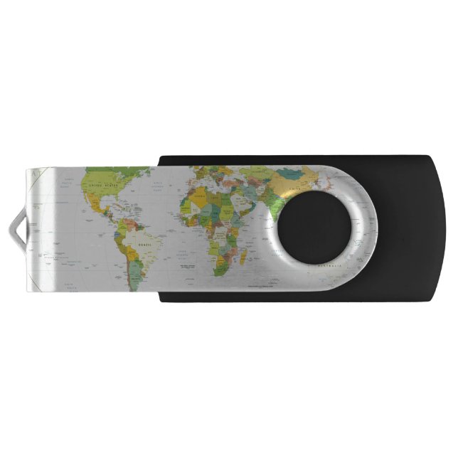 World Map Globe Country Atlas Flash Drive (Back)
