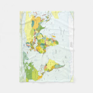 World Map Globe Country Atlas Fleece Blanket