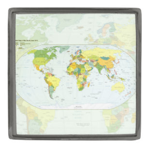World Map Globe Country Atlas Gunmetal Finish Lapel Pin