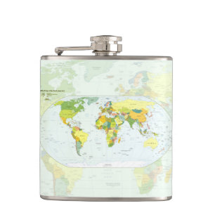 World Map Globe Country Atlas Hip Flask