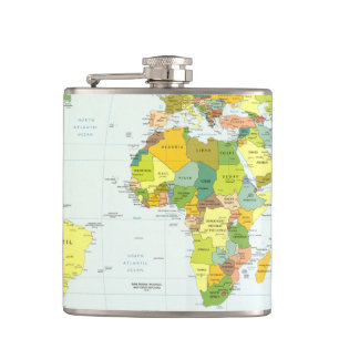 World Map Globe Country Atlas Hip Flask