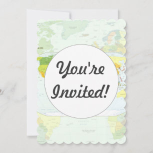 World Map Globe Country Atlas Invitation