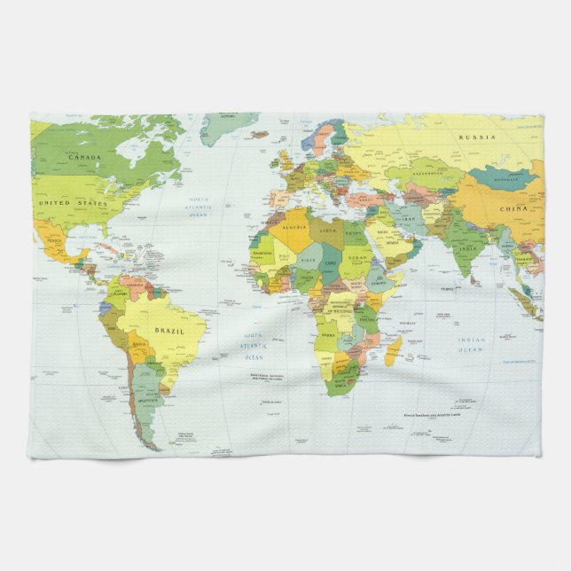 World Map Globe Country Atlas Kitchen Towel (Horizontal)