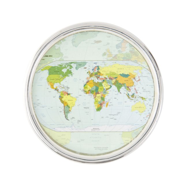 World Map Globe Country Atlas Lapel Pin (Front)