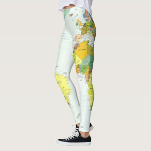 World Map Globe Country Atlas Leggings