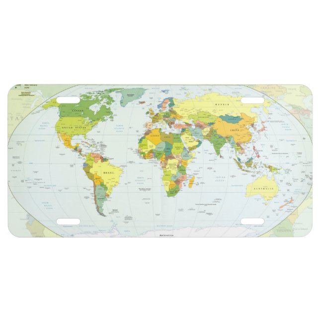 World Map Globe Country Atlas License Plate (Front)