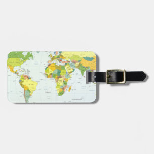 World Map Globe Country Atlas Luggage Tag