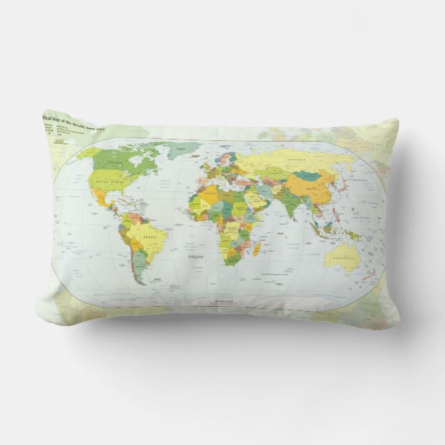World Map Globe Country Atlas Lumbar Pillow (Front)