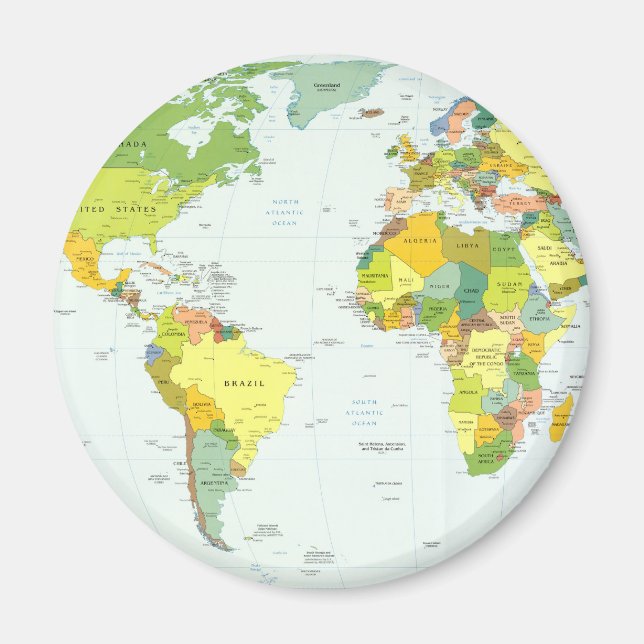 World Map Globe Country Atlas Magnet (Front)
