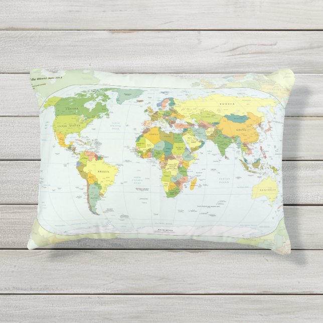 World Map Globe Country Atlas Outdoor Pillow (Back)
