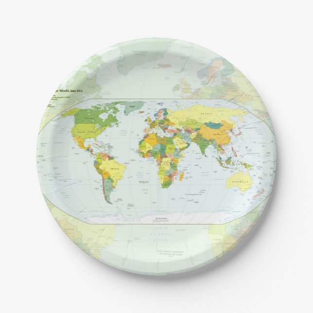 World Map Globe Country Atlas Paper Plates (Front)