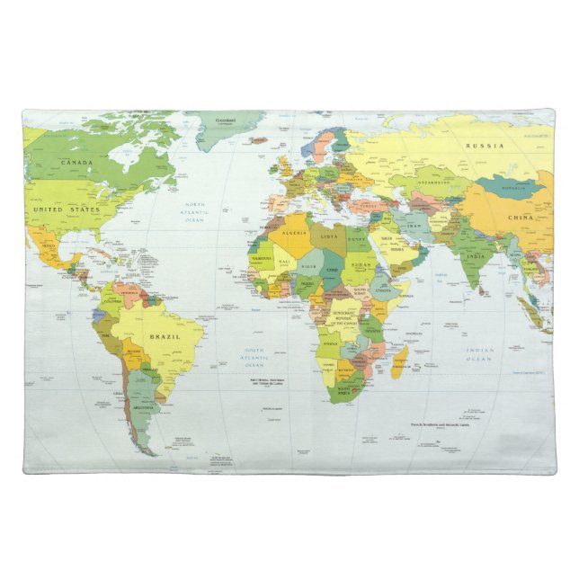 World Map Globe Country Atlas Placemat (Front)