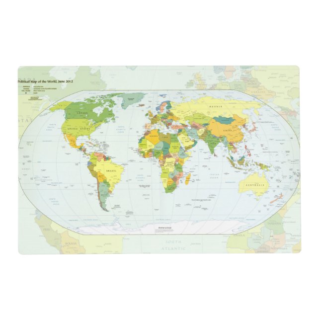 World Map Globe Country Atlas Placemat (Front)