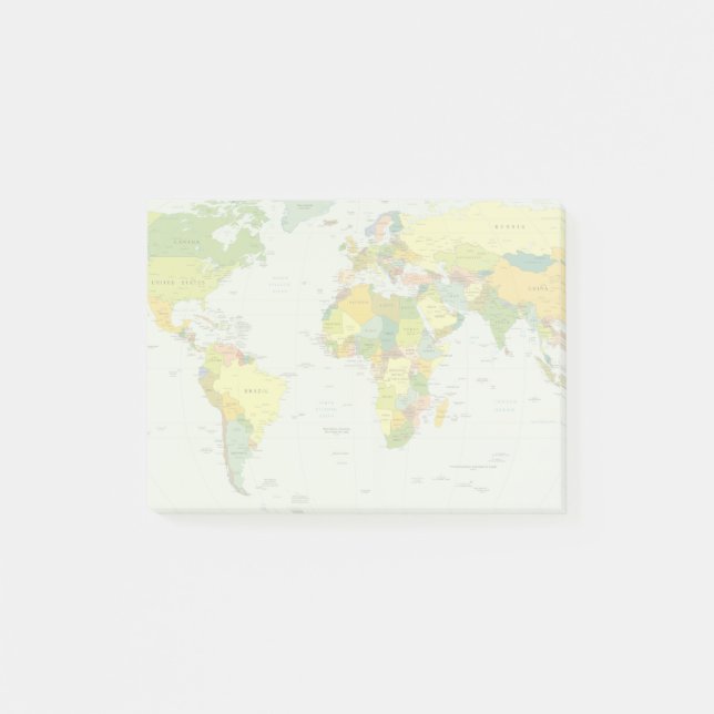 World Map Globe Country Atlas Post-it Notes (Front)