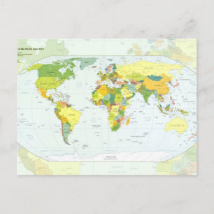 World Map Globe Country Atlas Postcard