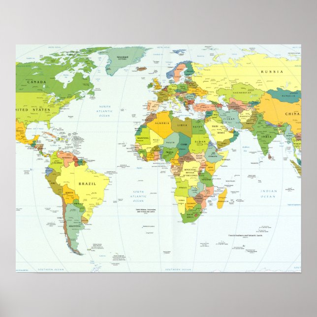 World Map Globe Country Atlas Poster (Front)