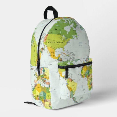 worldmapglobecountryatlas printed backpack