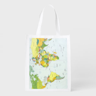 World Map Globe Country Atlas Reusable Grocery Bag