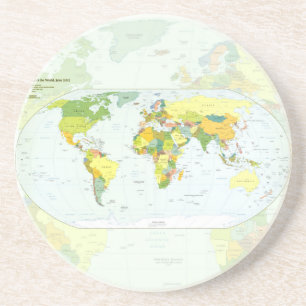 World Map Globe Country Atlas Sandstone Coaster
