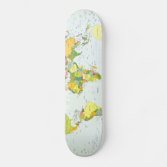 World Map Globe Country Atlas Skateboard Deck (Front)