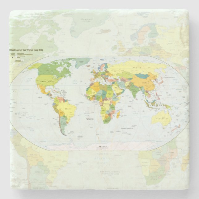 World Map Globe Country Atlas Stone Coaster (Front)