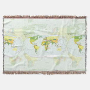 World Map Globe Country Atlas Throw Blanket