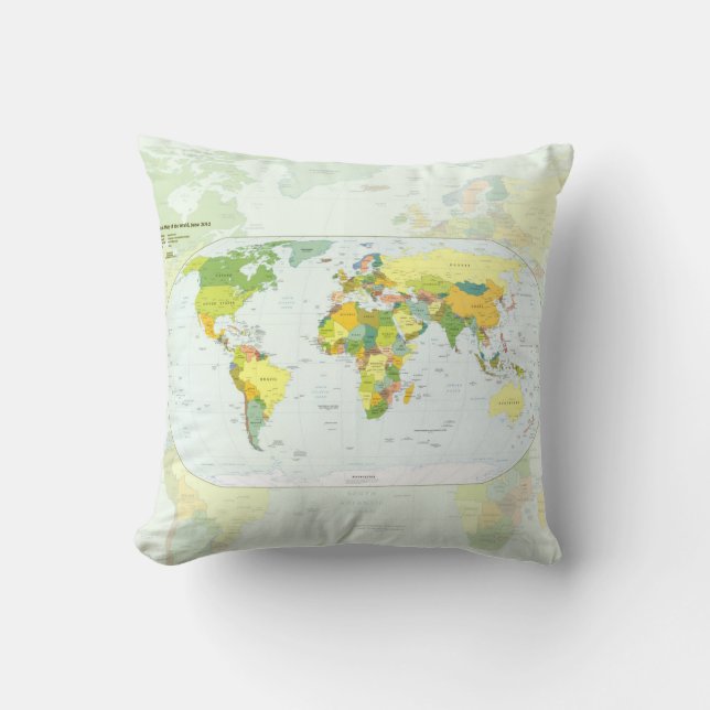 World Map Globe Country Atlas Throw Pillow (Front)