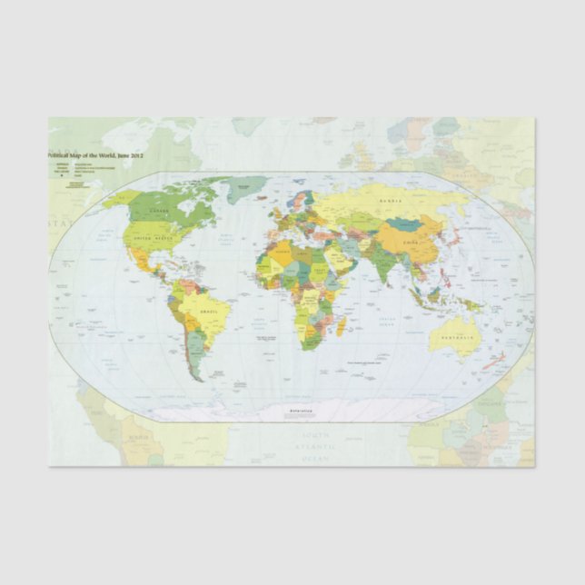 World Map Globe Country Atlas Tissue Paper (Front)