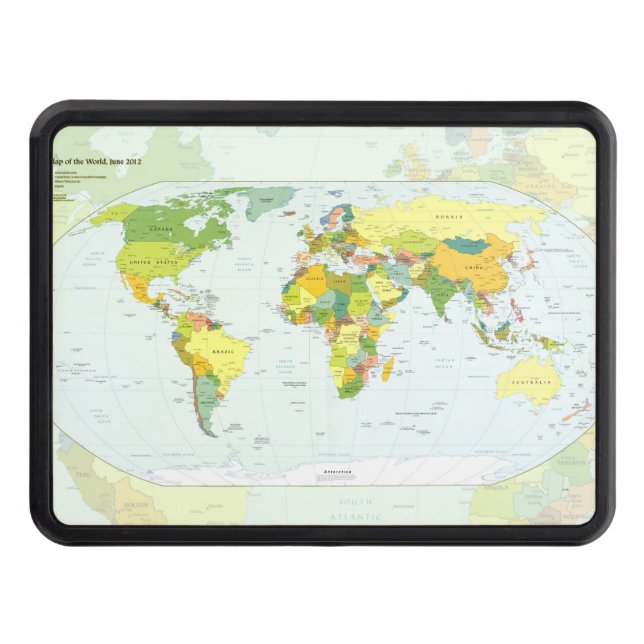 World Map Globe Country Atlas Trailer Hitch Cover (Front)