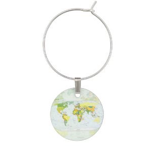 World Map Globe Country Atlas Wine Glass Charm