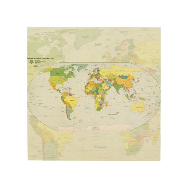 World Map Globe Country Atlas Wood Wall Art (Front)