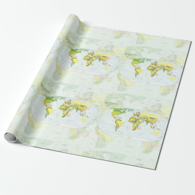 World Map Globe Country Atlas Wrapping Paper (Unrolled)