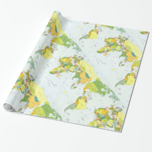 World Map Globe Country Atlas Wrapping Paper