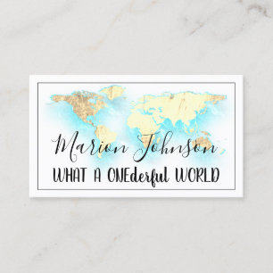 World Map Globe Map Travel Agency Aqua Ocean Logo Business Card