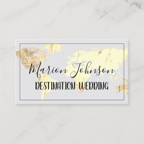 World Map Globe Map Travel Agency Gold Gray Business Card