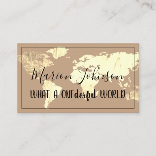 World Map Globe Map Travel Agency Gold Ivory Business Card