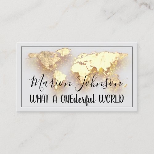 World Map Globe Map Travel Agency Gold QR Gold Business Card