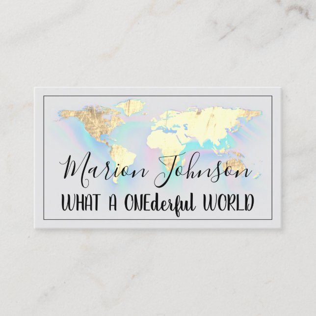 World Map Globe Map Travel Agency Gold QR Gray Business Card (Front)