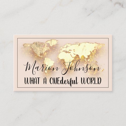 World Map Globe Map Travel Agency Gold QR Rose Business Card