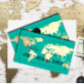 World Map Globe Map Travel Agency Gold Teal Blue Business Card