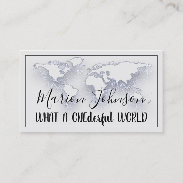 World Map Globe Map Travel Agency Gray Logo QR   Business Card (Front)