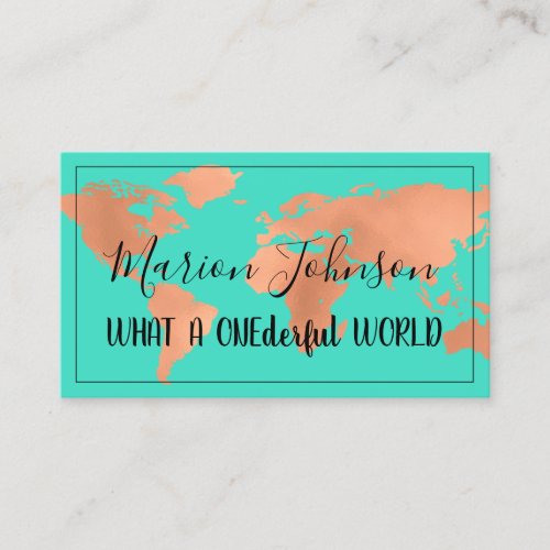 World Map Globe Map Travel Agency Rose Cooper Mint Business Card