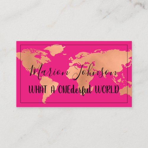 World Map Globe Map Travel Agency Rose Cooper Pink Business Card